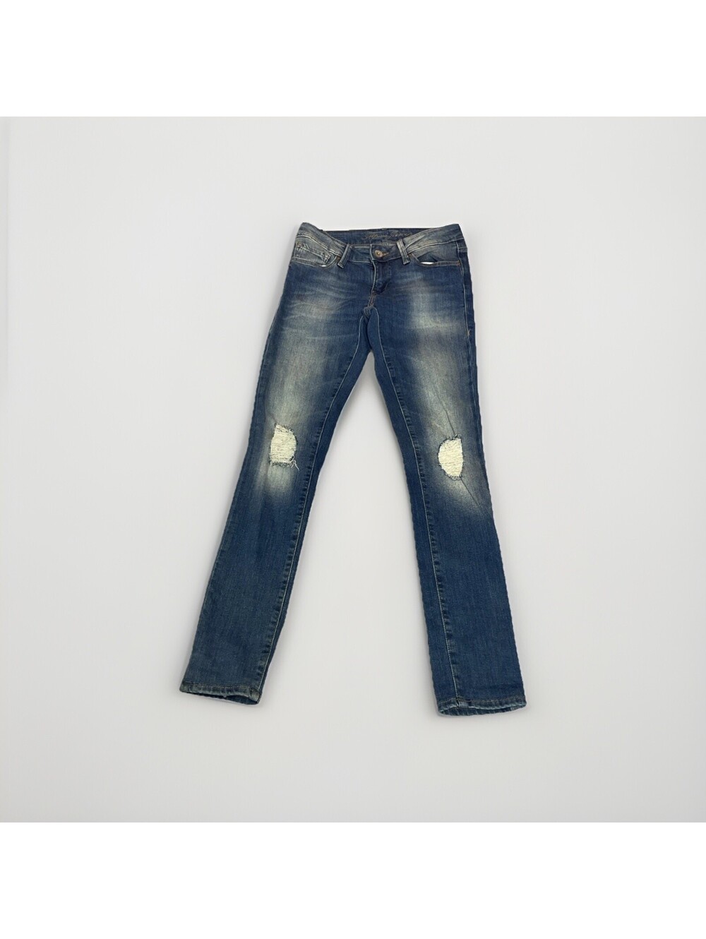 Mavi Serena Women 27 X 28 Low Rise Super Skinny Distressed Dark Wash Jeans